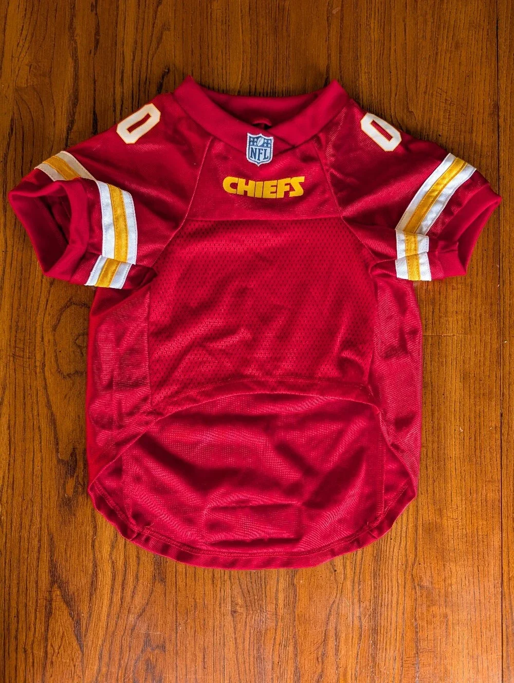 Kansas City Chiefs NFL Dog Jersey Costume Red Gold Size Lg